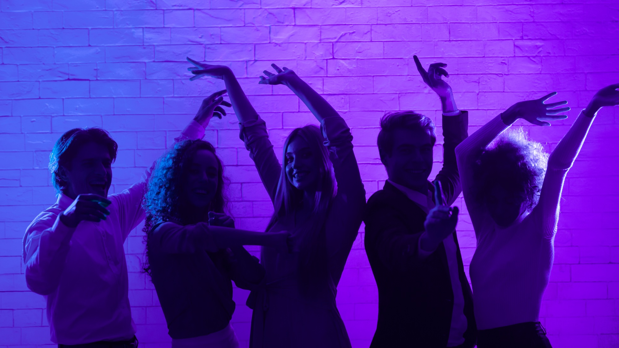 Young People Dancing Having Fun Celebrating Corporate Event Indoors, Panorama